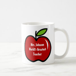 Taza De Café Mug del profesor con manzana roja | Diseño persona