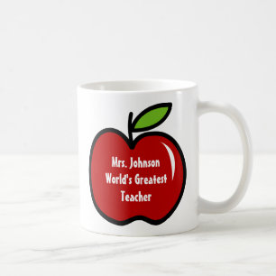 Taza De Café Mug del profesor con manzana roja   Diseño persona
