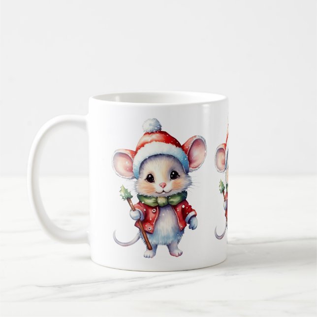 Taza De Café Mug. del ratón de los Navidades cutáneos (Izquierda)