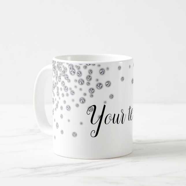 Taza De Café Mug diamante de imitación personalizada Añadir el  (Anverso izquierdo)