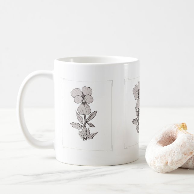 Taza De Café Mug. diseño de flores (Con donut)