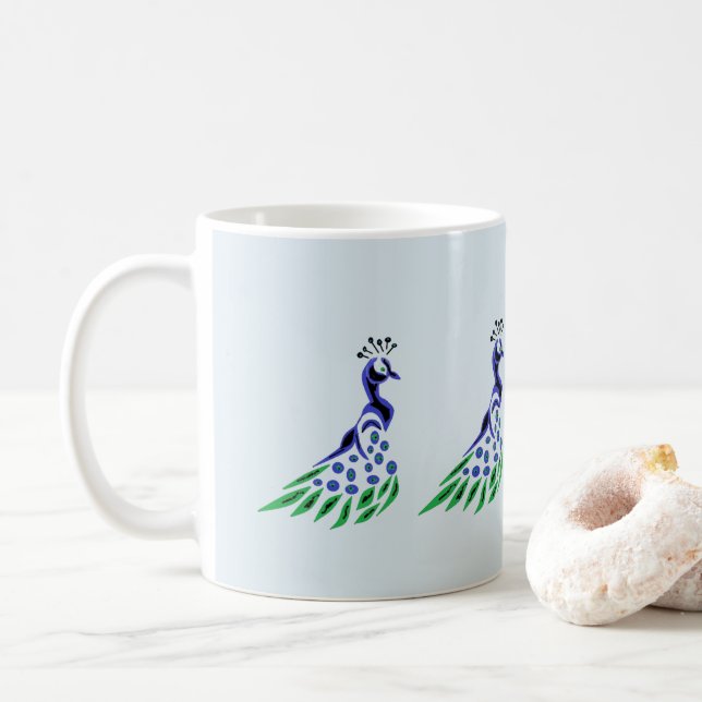 Taza De Café Mug: El pavo real (Con donut)