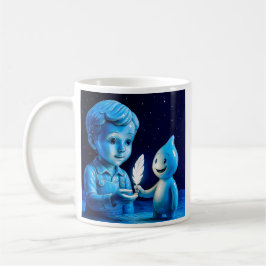 Taza De Café Mug enfant de la lune bleutée