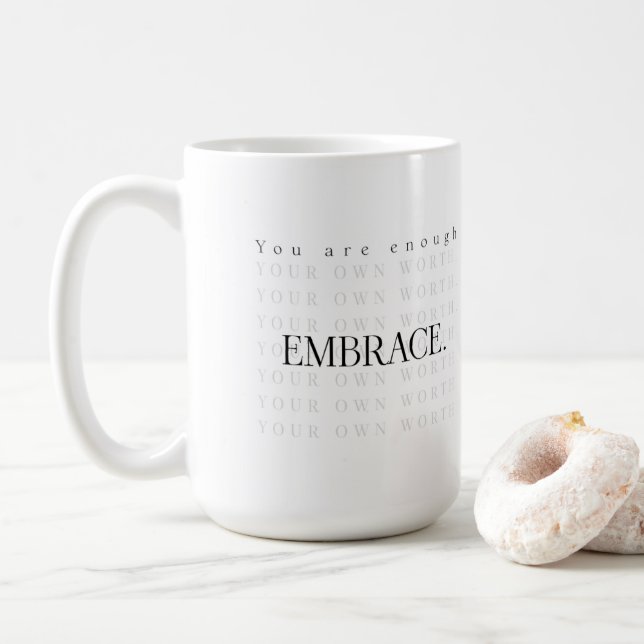 Taza De Café Mug: "Eres suficiente" - Acepta tu valor (Con donut)