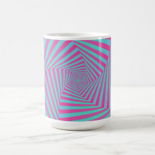 Taza De Café Mug espiral rosa y azul del Pentágono