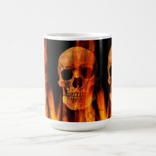 Taza De Café Mug/esqueleto de Halloween en llamas