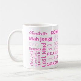 Taza De Café Mug estadounidense Mah Jongg con palabras rosas