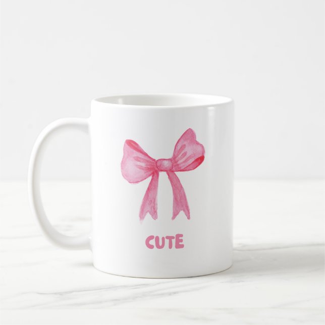 Taza De Café Mug estética de arco rosado "lindo" (Izquierda)