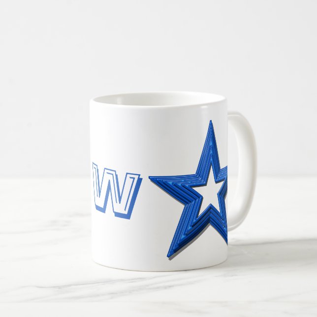Taza De Café Mug - Estrellas azules e iniciales (Anverso derecho)