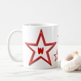 Taza De Café Mug - Estrellas rojas con inicio