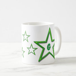 Taza De Café Mug - Estrellas verdes con letra