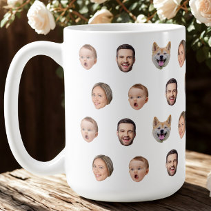 Taza De Café Mug familiar, foto cara Personalizado, 4 fotos car