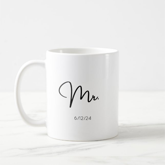 Taza De Café Mug. fecha de boda personalizada (Izquierda)