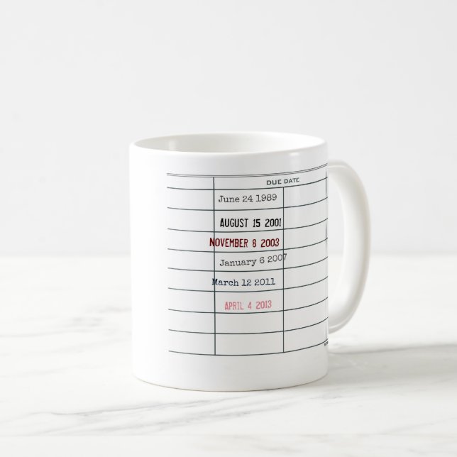 Taza De Café Mug. fecha de vencimiento de biblioteca - Personal (Anverso derecho)