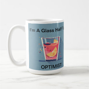 Taza De Café Mug feliz de la mitad de cristal optimista