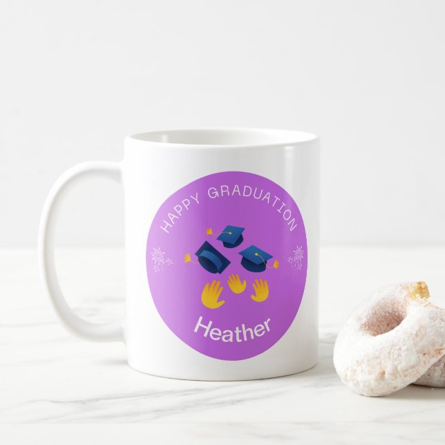 Taza De Café Mug - Feliz Graduación Personalizada - Añadir nomb (Con donut)