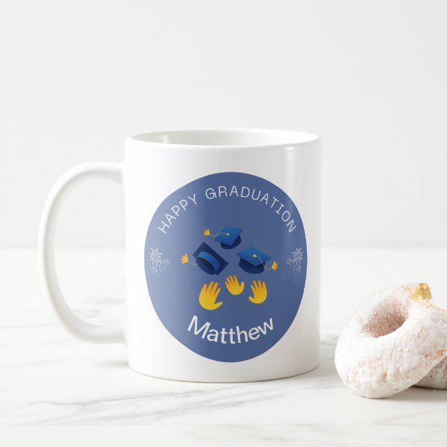 Taza De Café Mug - Feliz Graduación Personalizada - Añadir nomb (Con donut)