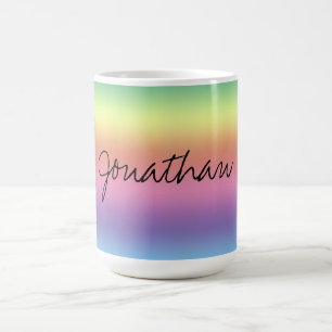Taza De Café Mug - Firma en fondo arco iris