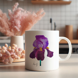 Taza De Café Mug fleur iris violet aquarelle