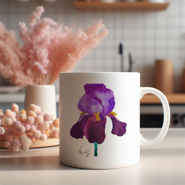 Taza De Café Mug fleur iris violet aquarelle (Mug fleur iris violette aquarelle)