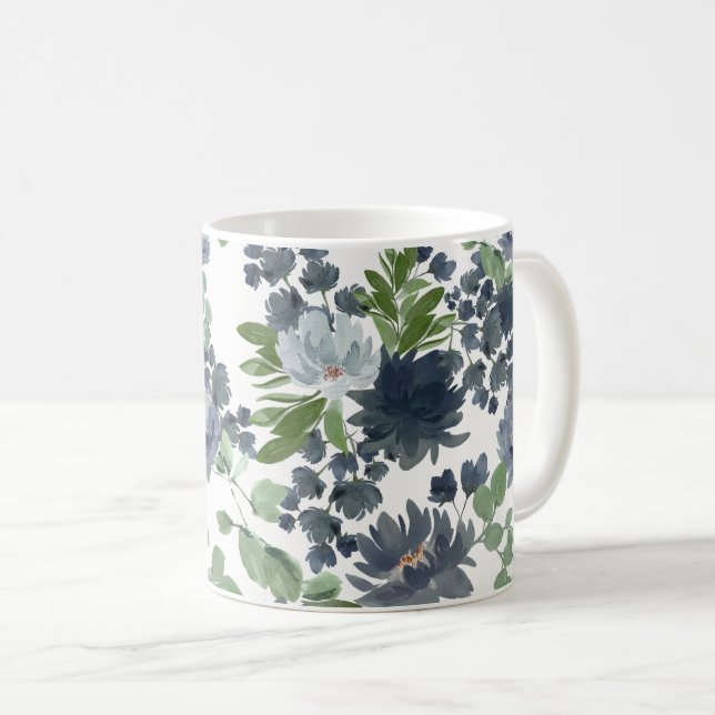 Taza De Café Mug Floral Azul (Anverso derecho)