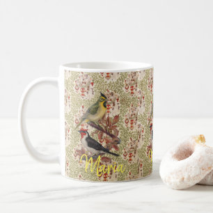 Taza De Café Mug Floral de pájaro victoriano