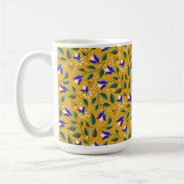 Taza De Café Mug floral en amarillo y púrpura