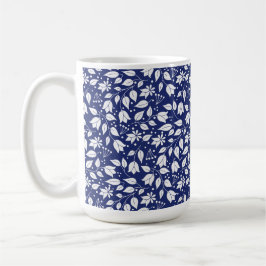 Taza De Café Mug floral en la marina y blanco