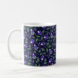 Taza De Café Mug floral en la marina y púrpura