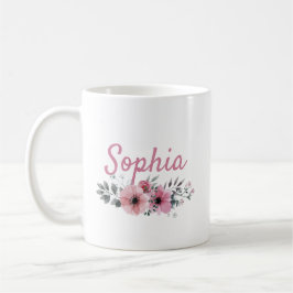 Taza De Café Mug Floral Personalizada Con Nombre