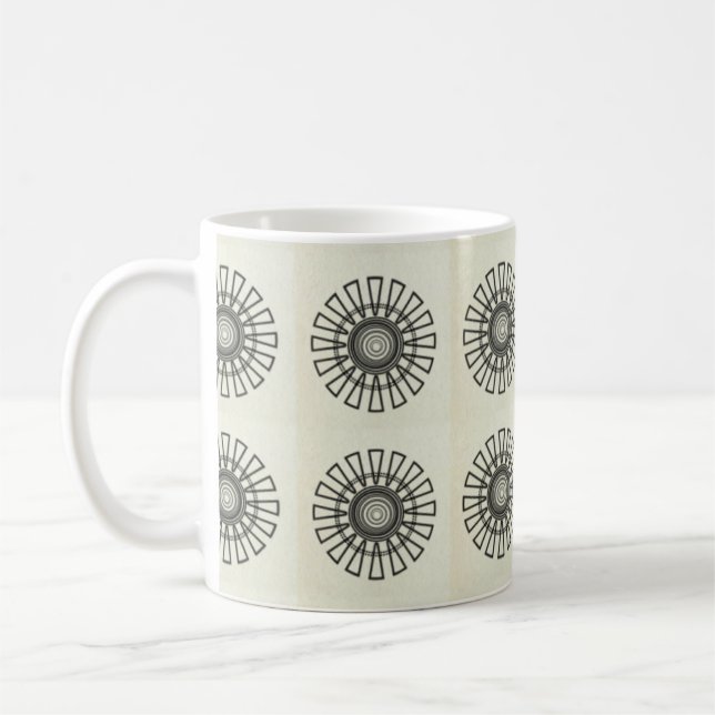 Taza De Café Mug floral retro, negro (Izquierda)