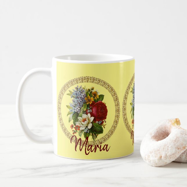 Taza De Café Mug floral victoriana (Con donut)