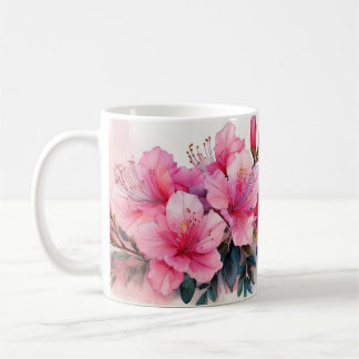 Taza De Café Mug - Flores rosadas de Azaleas, acuarela