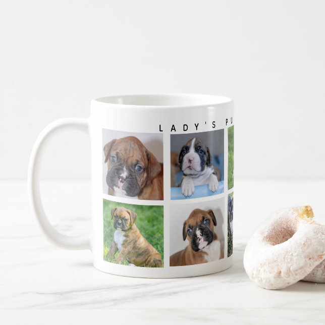Taza De Café Mug. foto de perro personalizado (Con donut)