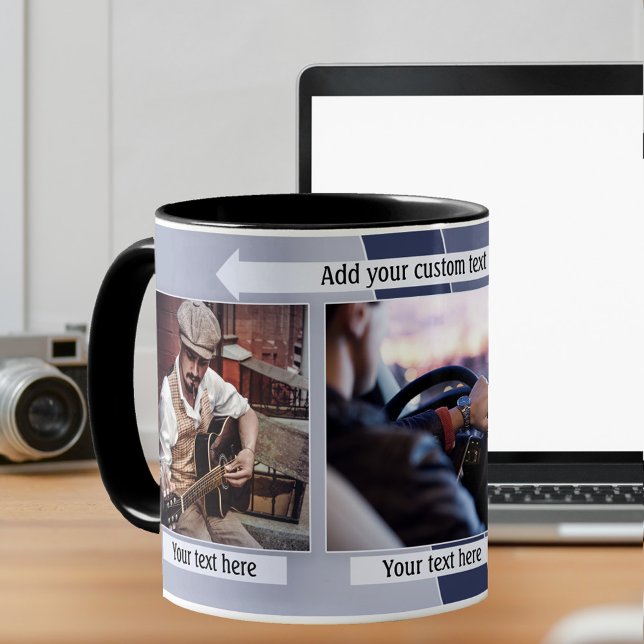 Taza De Café Mug fotográfico de diseño geométrico gris azul (Subido por el creador)