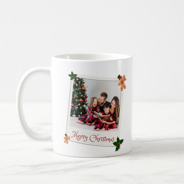 Taza De Café Mug fotográfico de White Green Merry ChristmasFami (Izquierda)