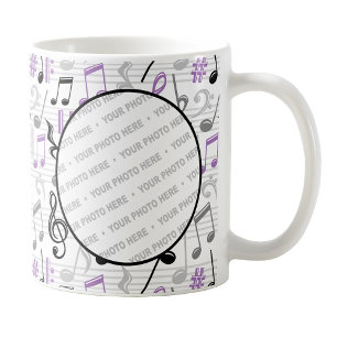 Taza De Café Mug fotográfico del patrón de música púrpura