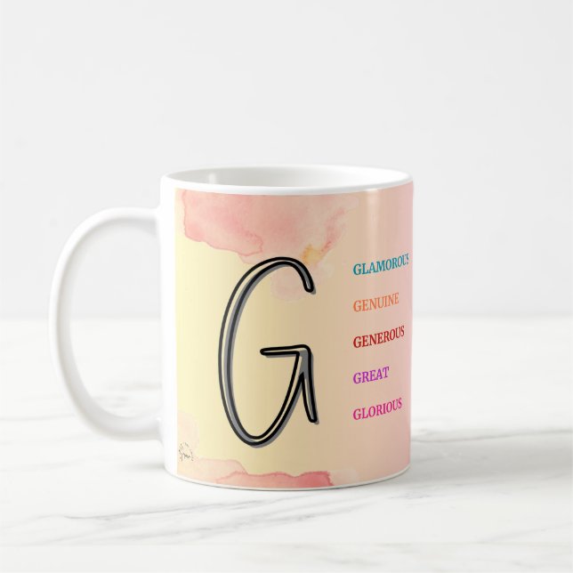 Taza De Café Mug "G" inicial (11 oz) (Izquierda)