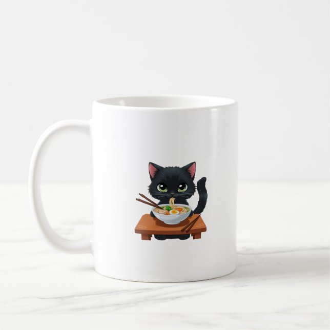 TAZA DE CAFÉ MUG - GATO COMIENDO NOODLES (Izquierda)