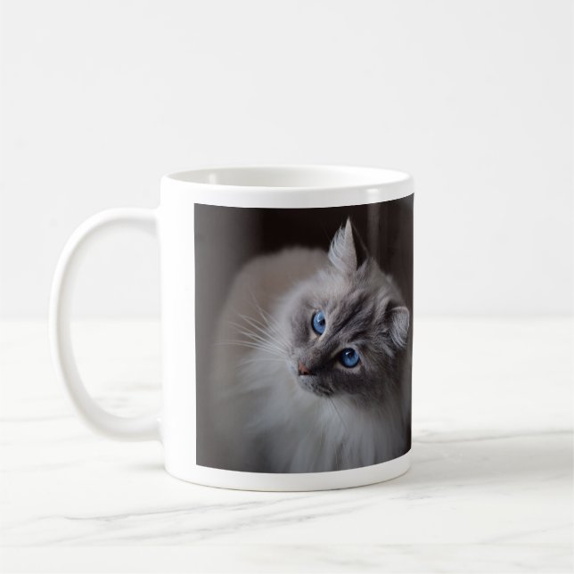 Taza De Café Mug. gato de Blue Eyed Ragdoll (Izquierda)
