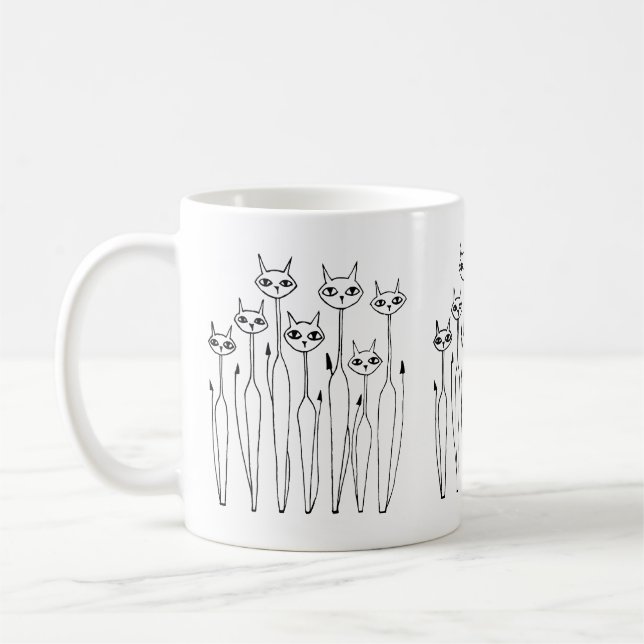 Taza De Café Mug (gatos dibujados a mano) (Izquierda)