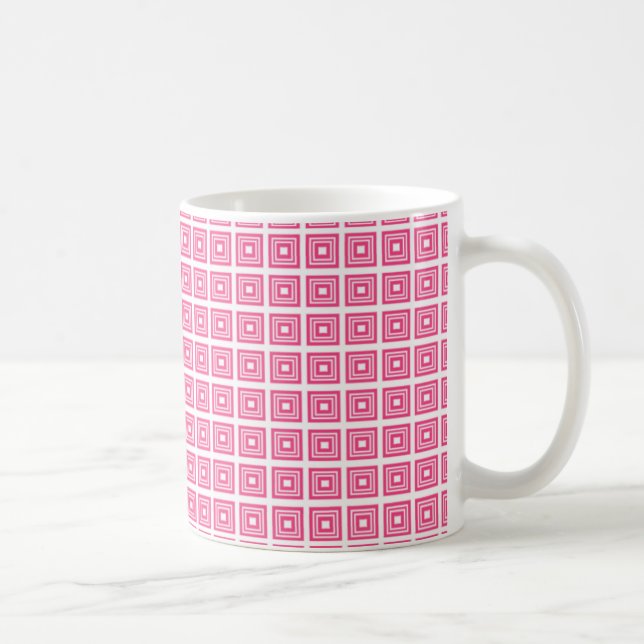 Taza De Café Mug geométrica retro, rosa (Derecha)