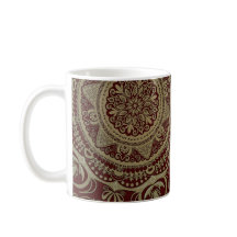 Mug Golden Harmony Mandala sobre Borgoña