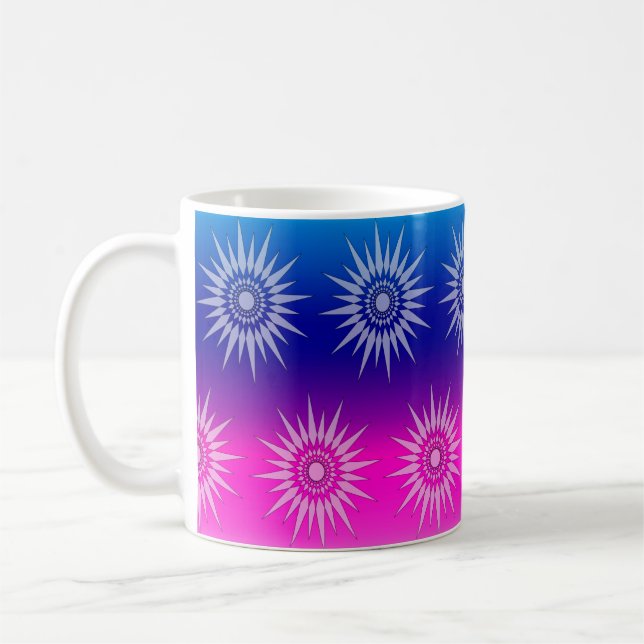 Taza De Café Mug - Gráfico de estrella sobre azul y rosa (Izquierda)