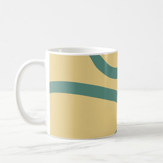 Taza De Café Mug – Green Lines on Yellow (Izquierda)