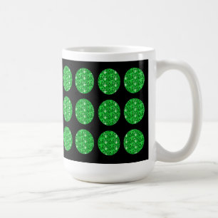 Taza De Café Mug Green Purpurina Círculos En Negro
