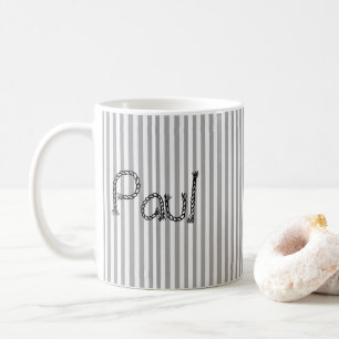 Taza De Café Mug gris y franja blanca