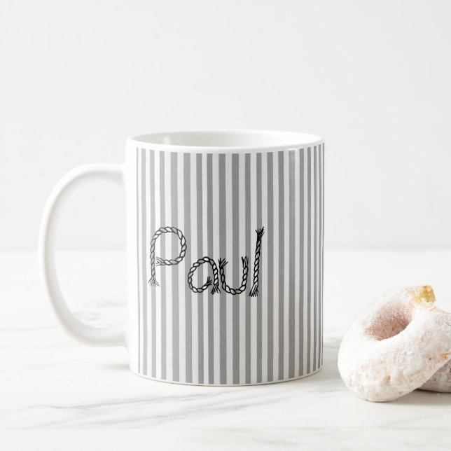Taza De Café Mug gris y franja blanca (Con donut)