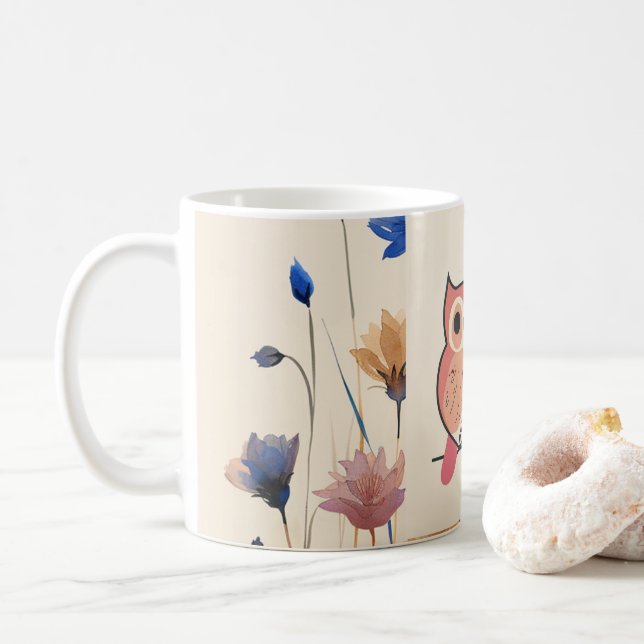 Taza De Café Mug Happy Owl Classic (Con donut)