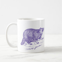 Taza De Café Mug Ilustracion Raccoon Púrpura